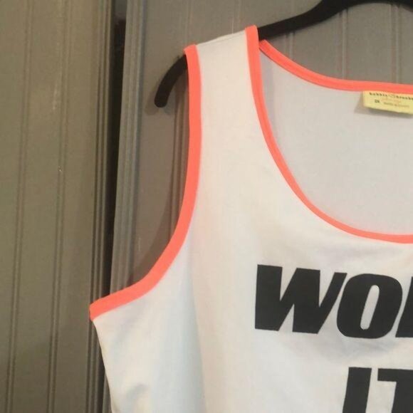 Bobbie Brooks Womens Plus Size 2X "Work It" Tank Top White & Neon Pink Sleeveles - Picture 3 of 5